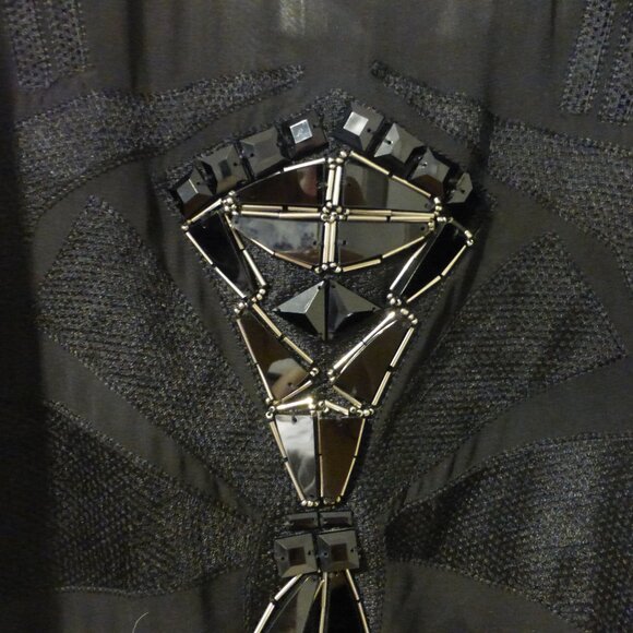 GUESS black semi-sheer high-low embellished beaded top - Picture 5 of 9